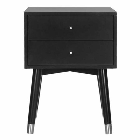 SAFAVIEH 24 x 18 x 18 in. Lyla Mid Century Retro Silver Cap Night Stand, Black & Silver FOX6234D